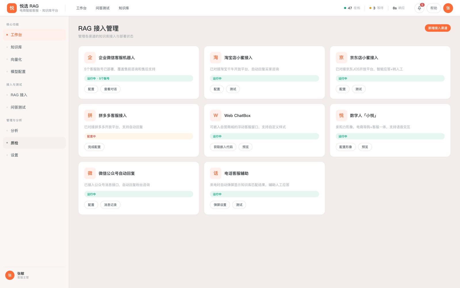 电商行业版数字人对话界面